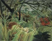 Henri Rousseau tiger in a tropical storm oil on canvas